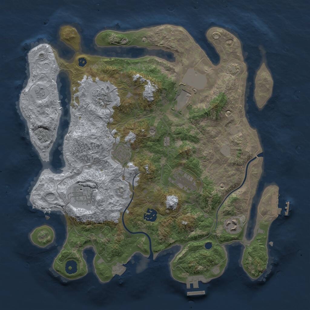 Rust Map: Procedural Map, Size: 3500, Seed: 591325, 14 Monuments