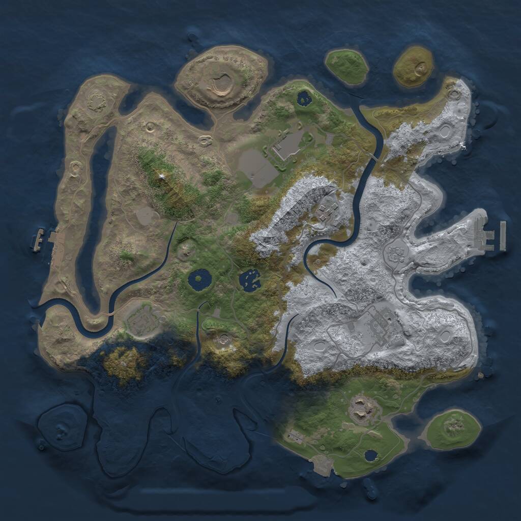 Rust Map: Procedural Map, Size: 3500, Seed: 1857755830, 13 Monuments