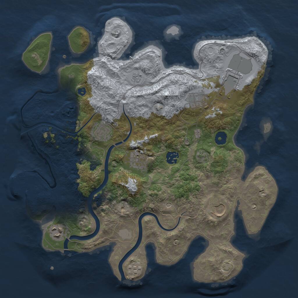 Rust Map: Procedural Map, Size: 3500, Seed: 538494379, 13 Monuments