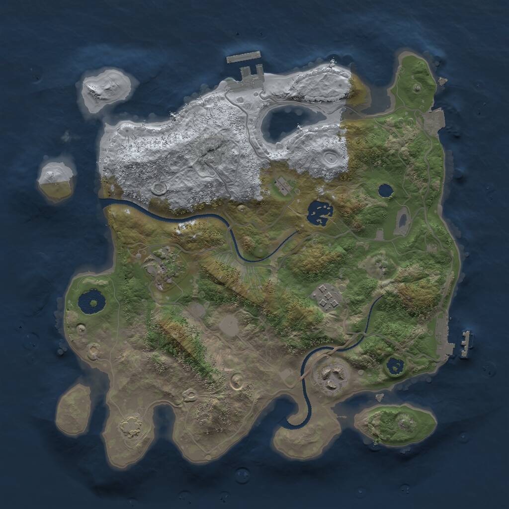 Rust Map: Procedural Map, Size: 3000, Seed: 305778, 8 Monuments