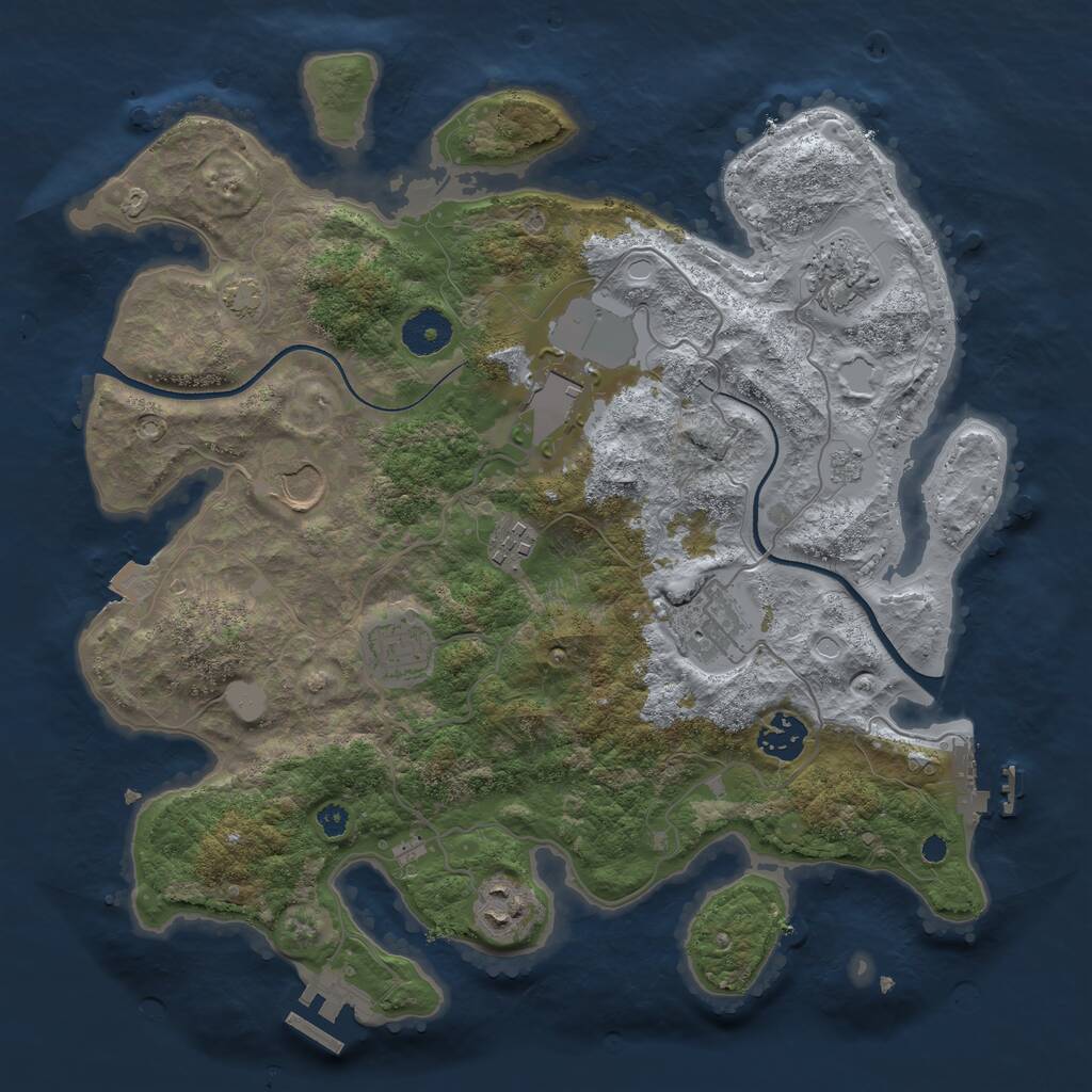 Rust Map: Procedural Map, Size: 3500, Seed: 516944048, 13 Monuments
