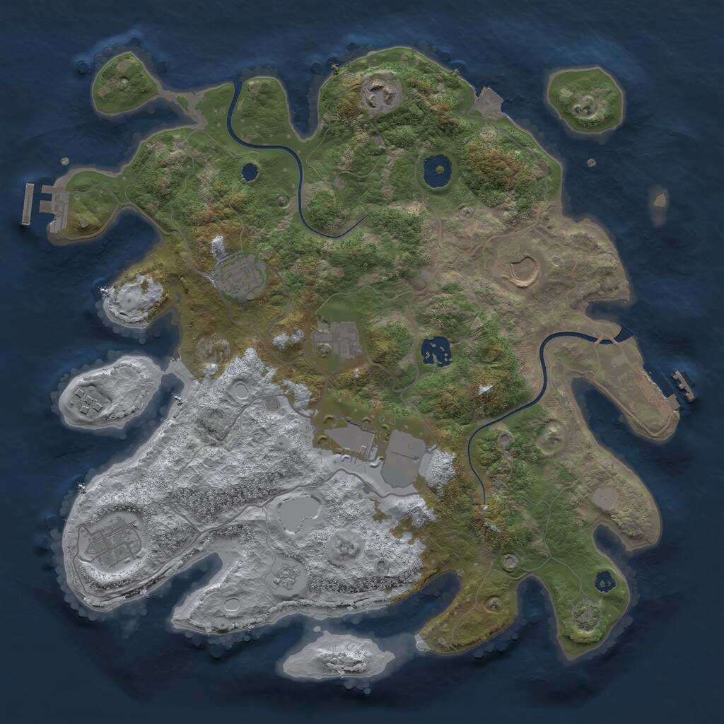 Rust Map: Procedural Map, Size: 3500, Seed: 474814336, 13 Monuments