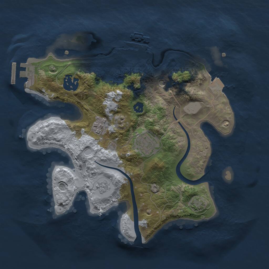 Rust Map: Procedural Map, Size: 2500, Seed: 51624399, 9 Monuments