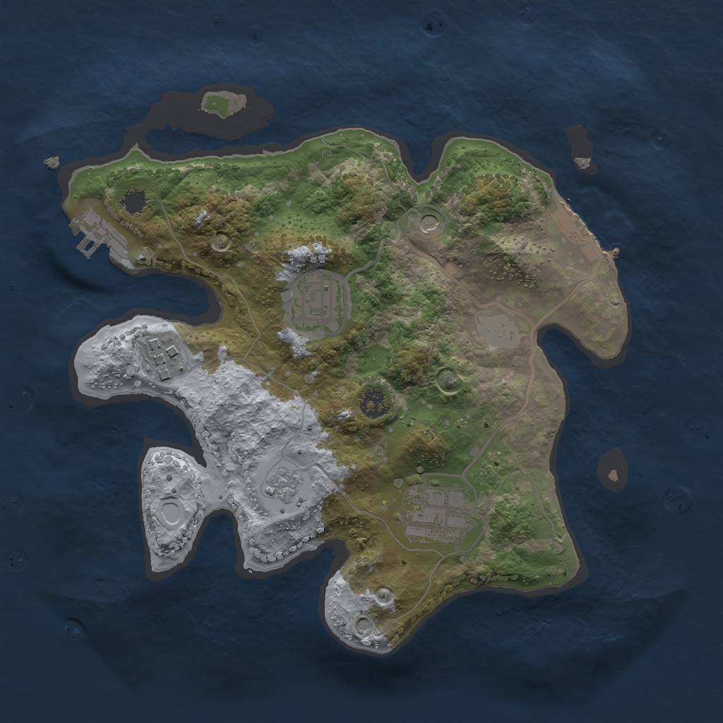 Rust Map: Procedural Map, Size: 2500, Seed: 51624399, 10 Monuments