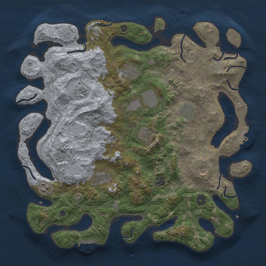 Rust Map: Procedural Map, Size: 4000, Seed: 868794525, 17 Monuments