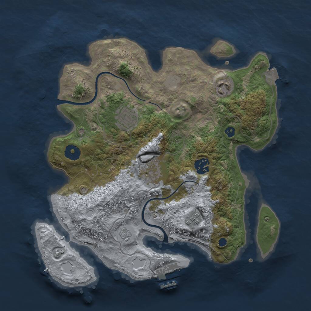 Rust Map: Procedural Map, Size: 3000, Seed: 30433, 8 Monuments