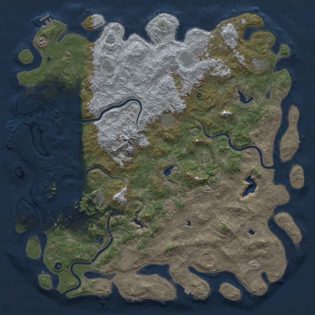 Rust Map: Procedural Map, Size: 6000, Seed: 254895681, 17 Monuments