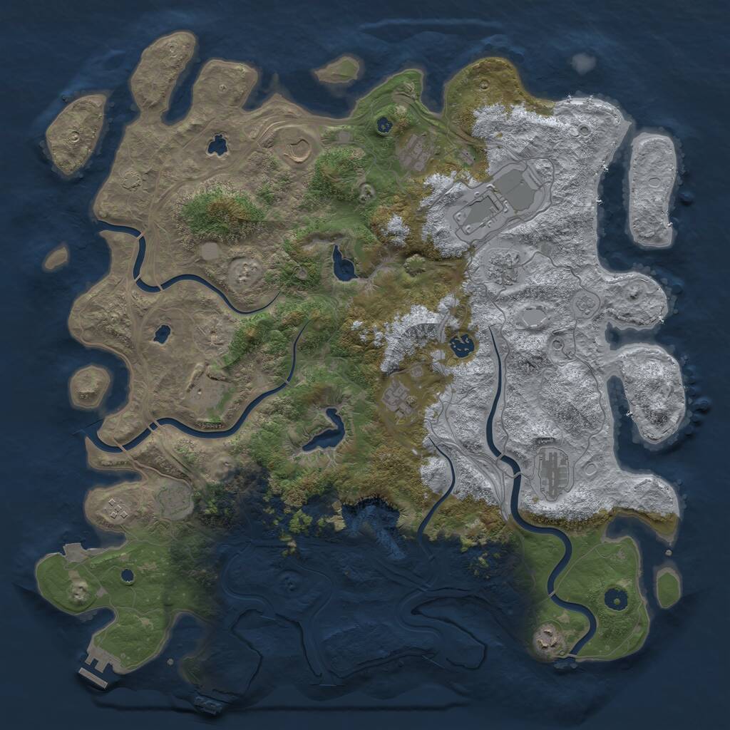 Rust Map: Procedural Map, Size: 4750, Seed: 500088636, 17 Monuments