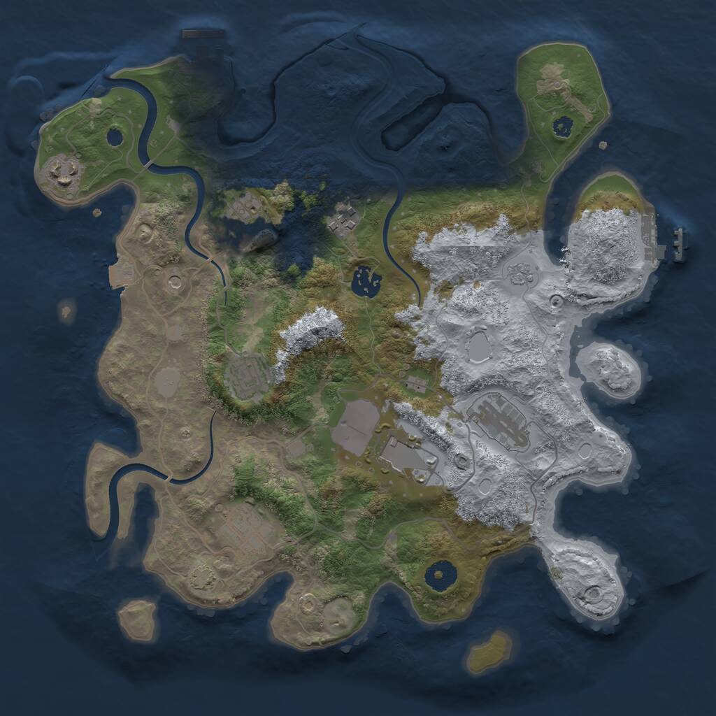 Rust Map: Procedural Map, Size: 3500, Seed: 463837034, 14 Monuments