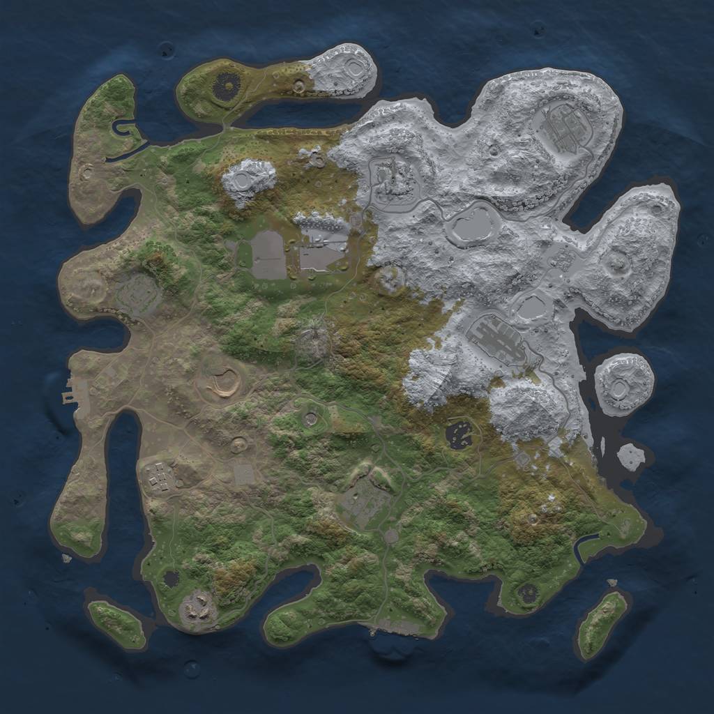 Rust Map: Procedural Map, Size: 3800, Seed: 4351, 17 Monuments