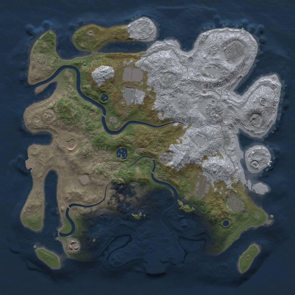 Rust Map: Procedural Map, Size: 3800, Seed: 4351, 15 Monuments