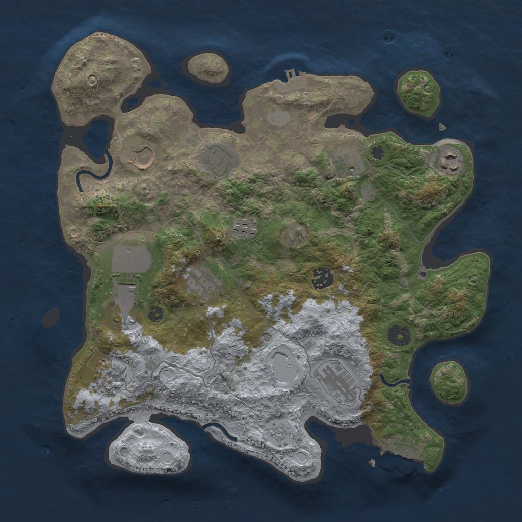 Rust Map: Procedural Map, Size: 3500, Seed: 970265, 17 Monuments