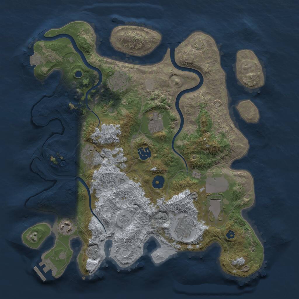 Rust Map: Procedural Map, Size: 3500, Seed: 46917691, 13 Monuments