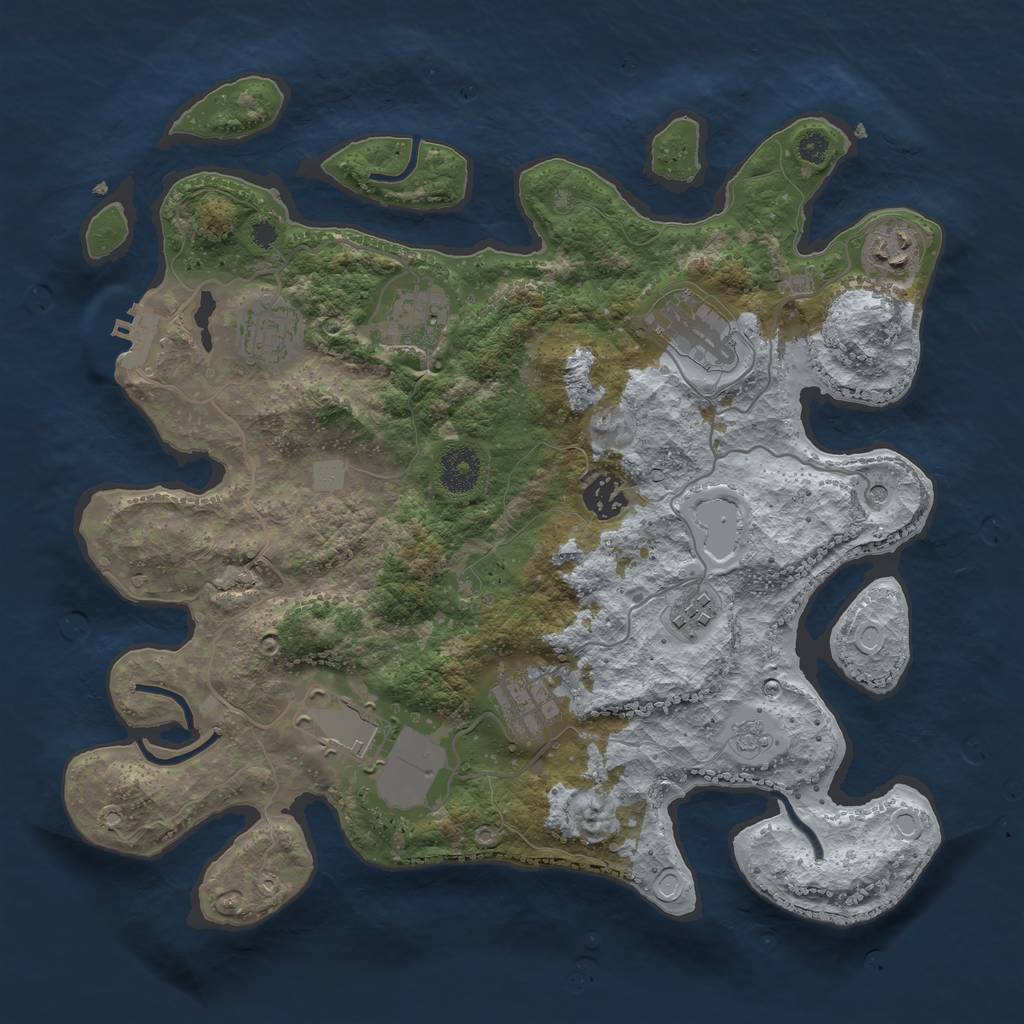 Rust Map: Procedural Map, Size: 3500, Seed: 67693224, 14 Monuments