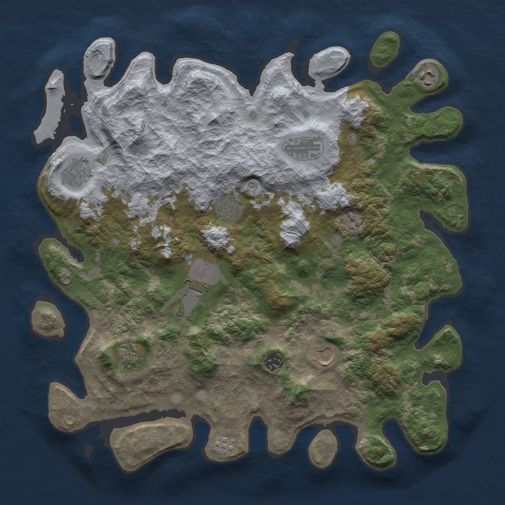 Rust Map: Barren, Size: 4250, Seed: 831840528, 12 Monuments