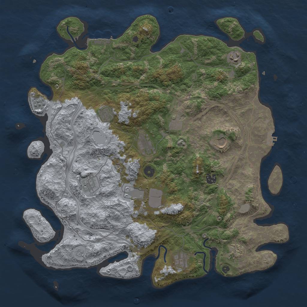Rust Map: Procedural Map, Size: 4250, Seed: 1333598630, 18 Monuments