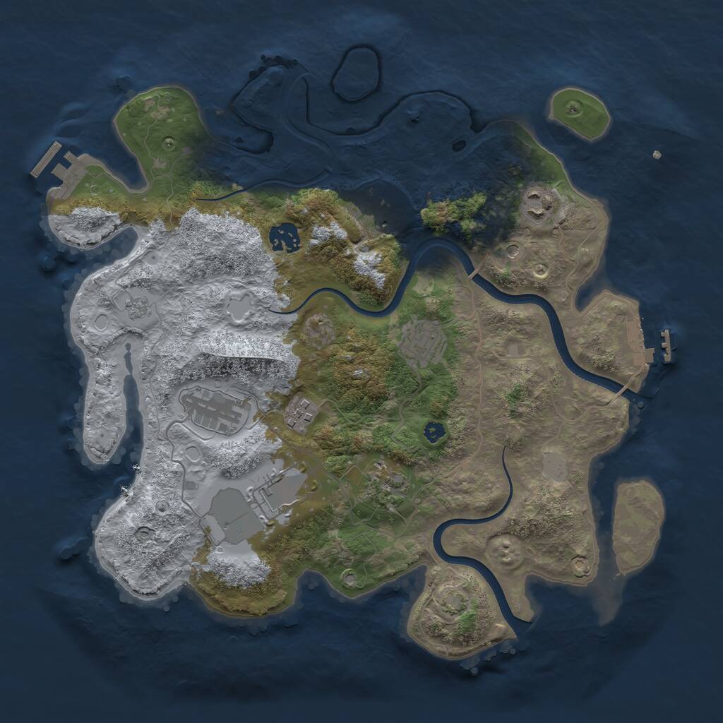 Rust Map: Procedural Map, Size: 3500, Seed: 56158111, 14 Monuments