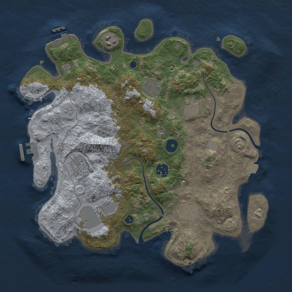 Rust Map: Procedural Map, Size: 3500, Seed: 56158111, 14 Monuments