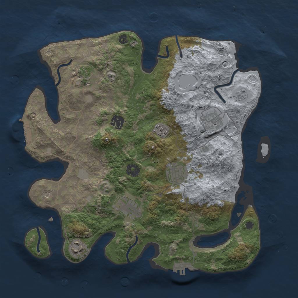 Rust Map: Procedural Map, Size: 3300, Seed: 4313, 14 Monuments