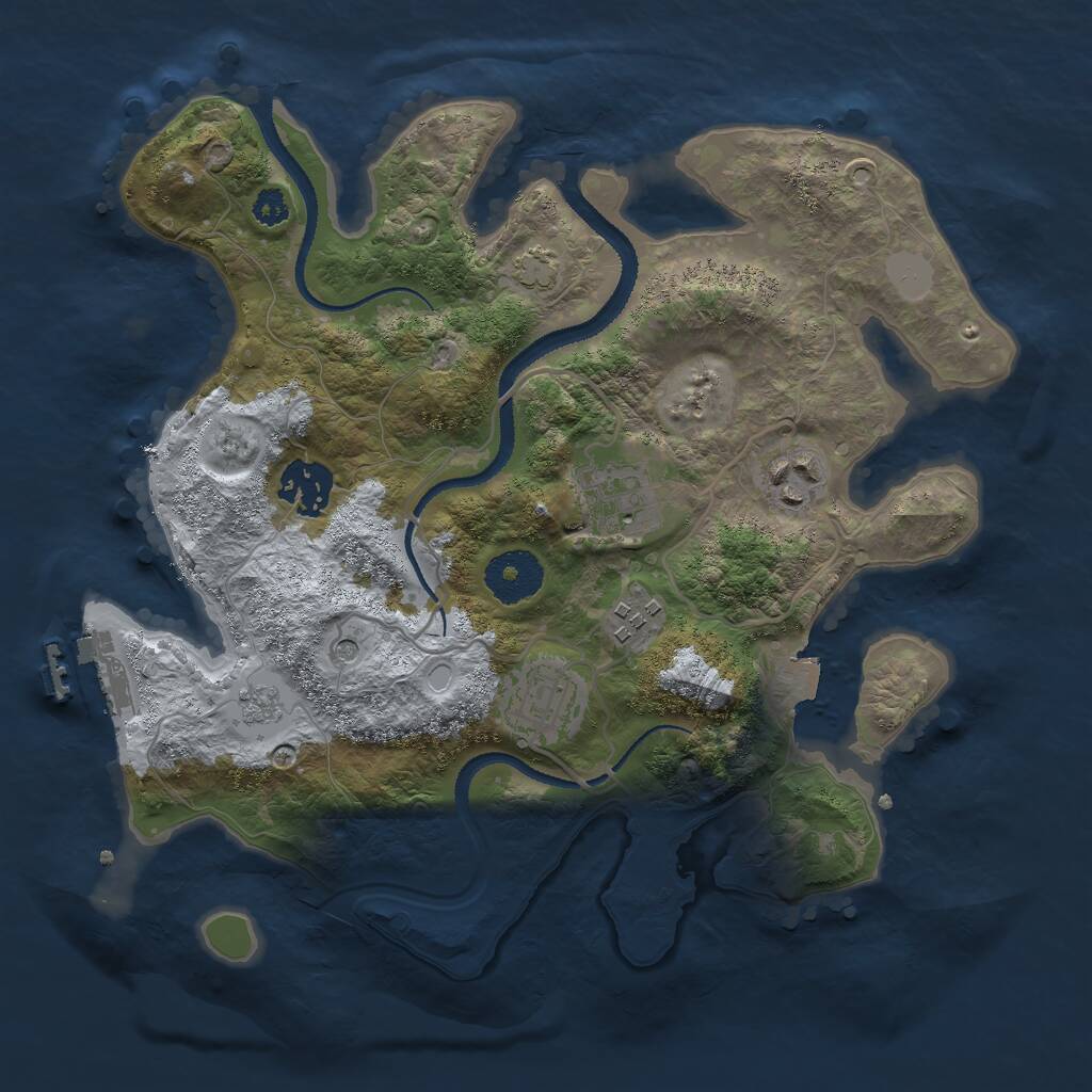 Rust Map: Procedural Map, Size: 3000, Seed: 89275, 10 Monuments