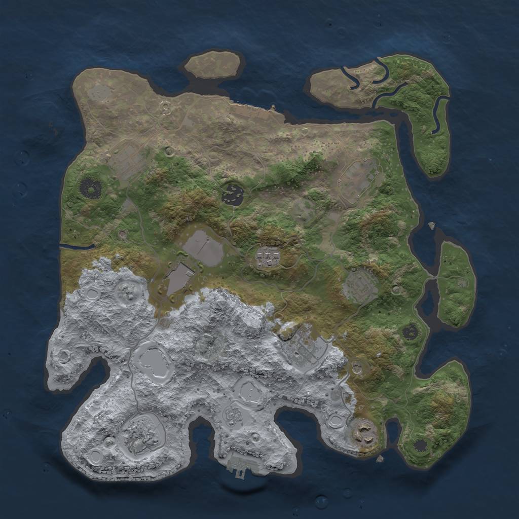 Rust Map: Procedural Map, Size: 3500, Seed: 13135, 16 Monuments