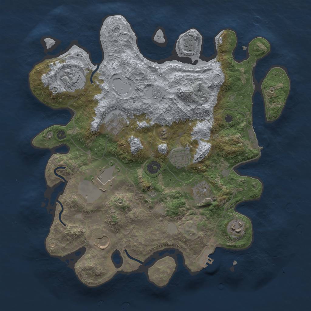 Rust Map: Procedural Map, Size: 3500, Seed: 643982973, 15 Monuments