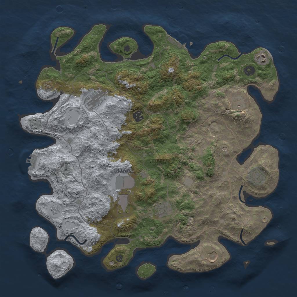 Rust Map: Procedural Map, Size: 4100, Seed: 86703747, 16 Monuments