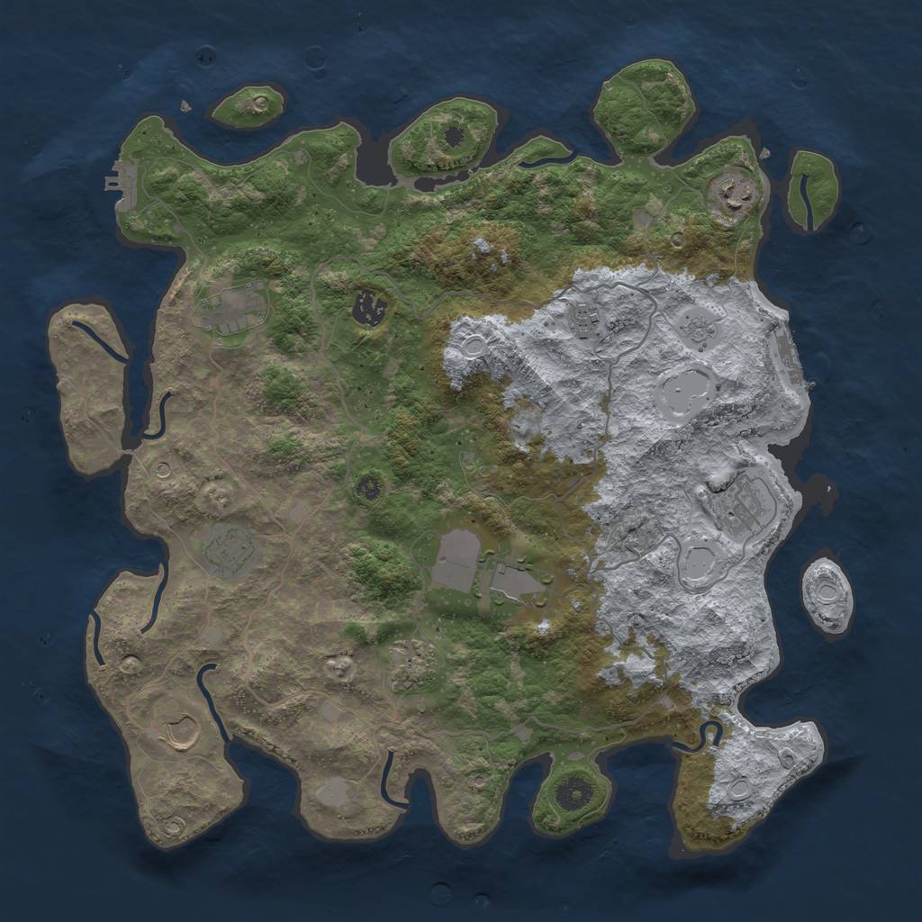 Rust Map: Procedural Map, Size: 4000, Seed: 263744134, 16 Monuments