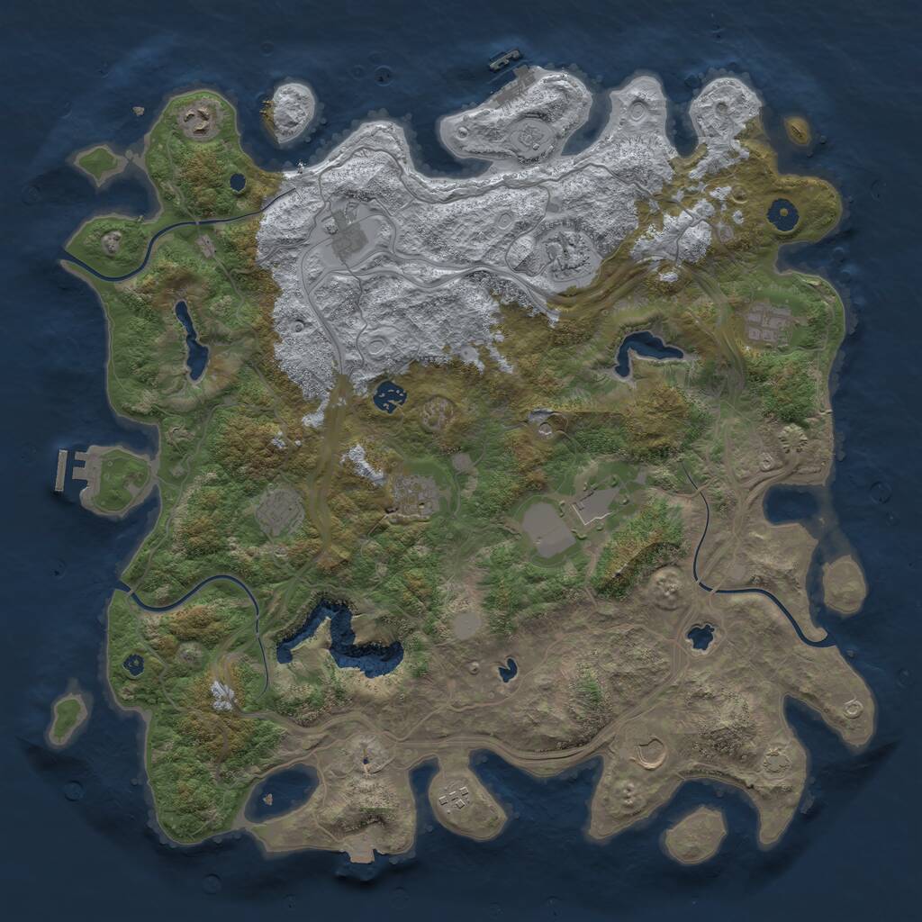 Rust Map: Procedural Map, Size: 4500, Seed: 818570931, 16 Monuments