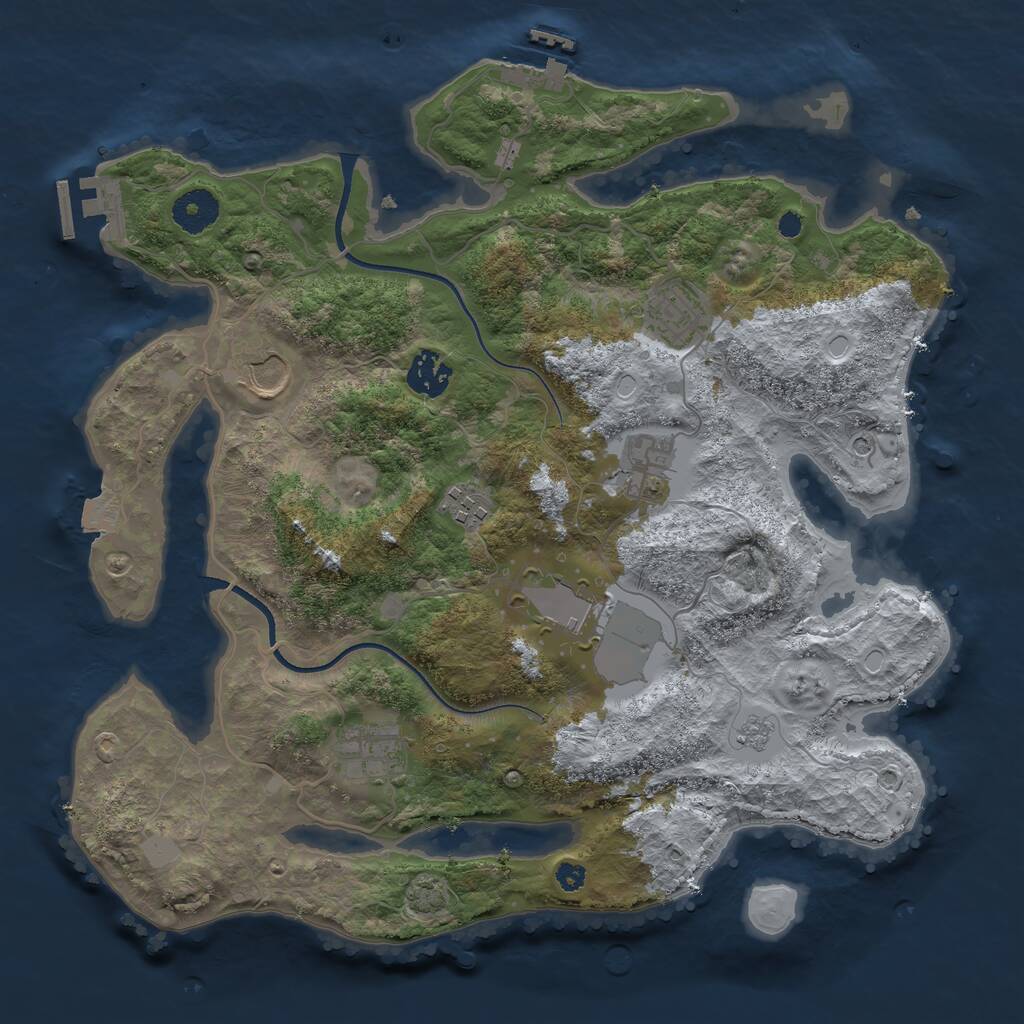 Rust Map: Procedural Map, Size: 3500, Seed: 54845, 13 Monuments