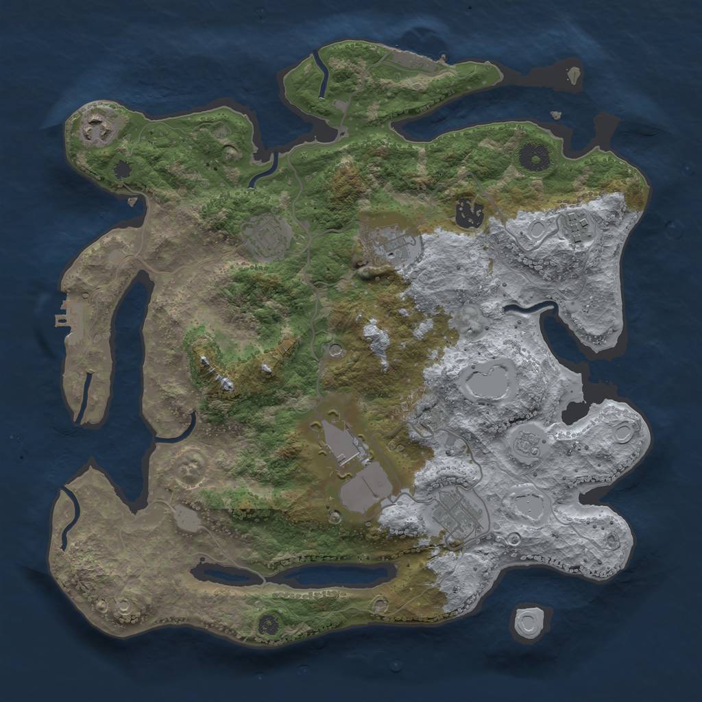 Rust Map: Procedural Map, Size: 3500, Seed: 54845, 14 Monuments