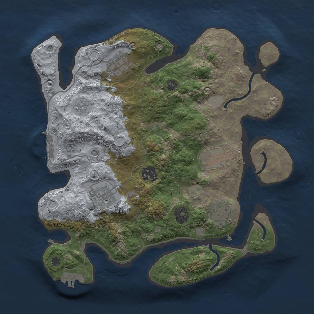 Rust Map: Procedural Map, Size: 3000, Seed: 1159708822, 12 Monuments