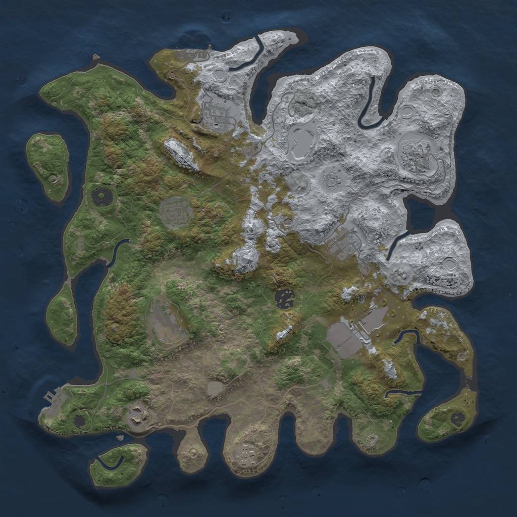 Rust Map: Procedural Map, Size: 3750, Seed: 697352, 16 Monuments