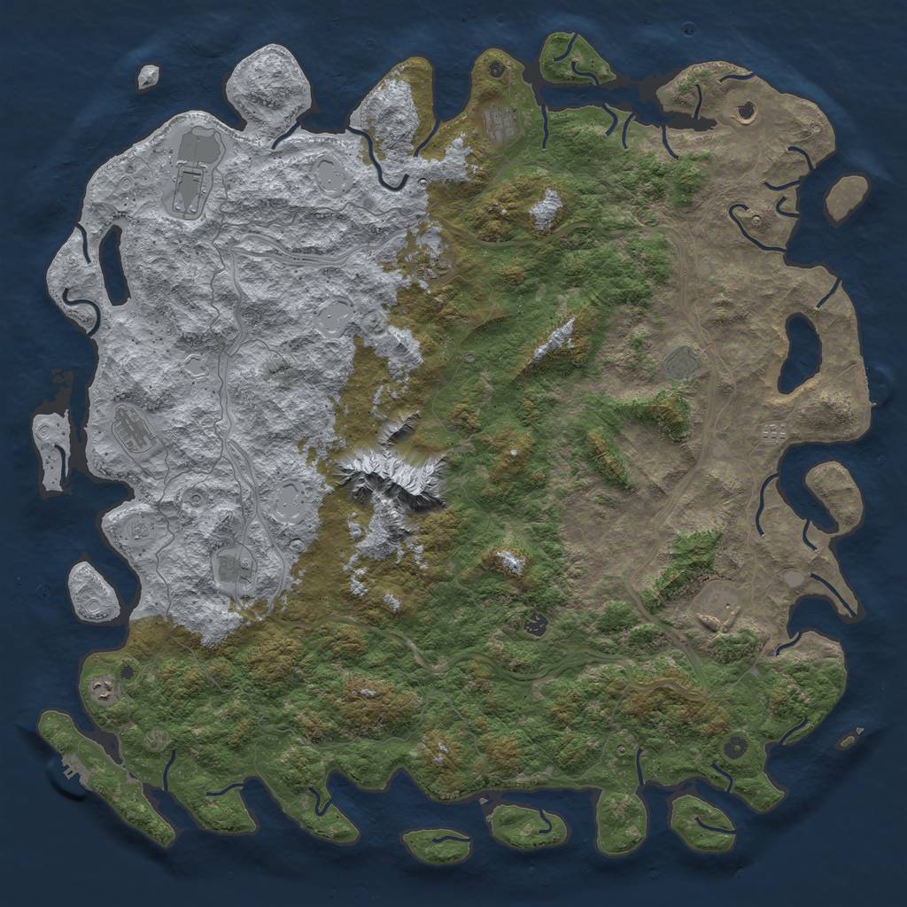 Rust Map: Procedural Map, Size: 6000, Seed: 6144, 18 Monuments