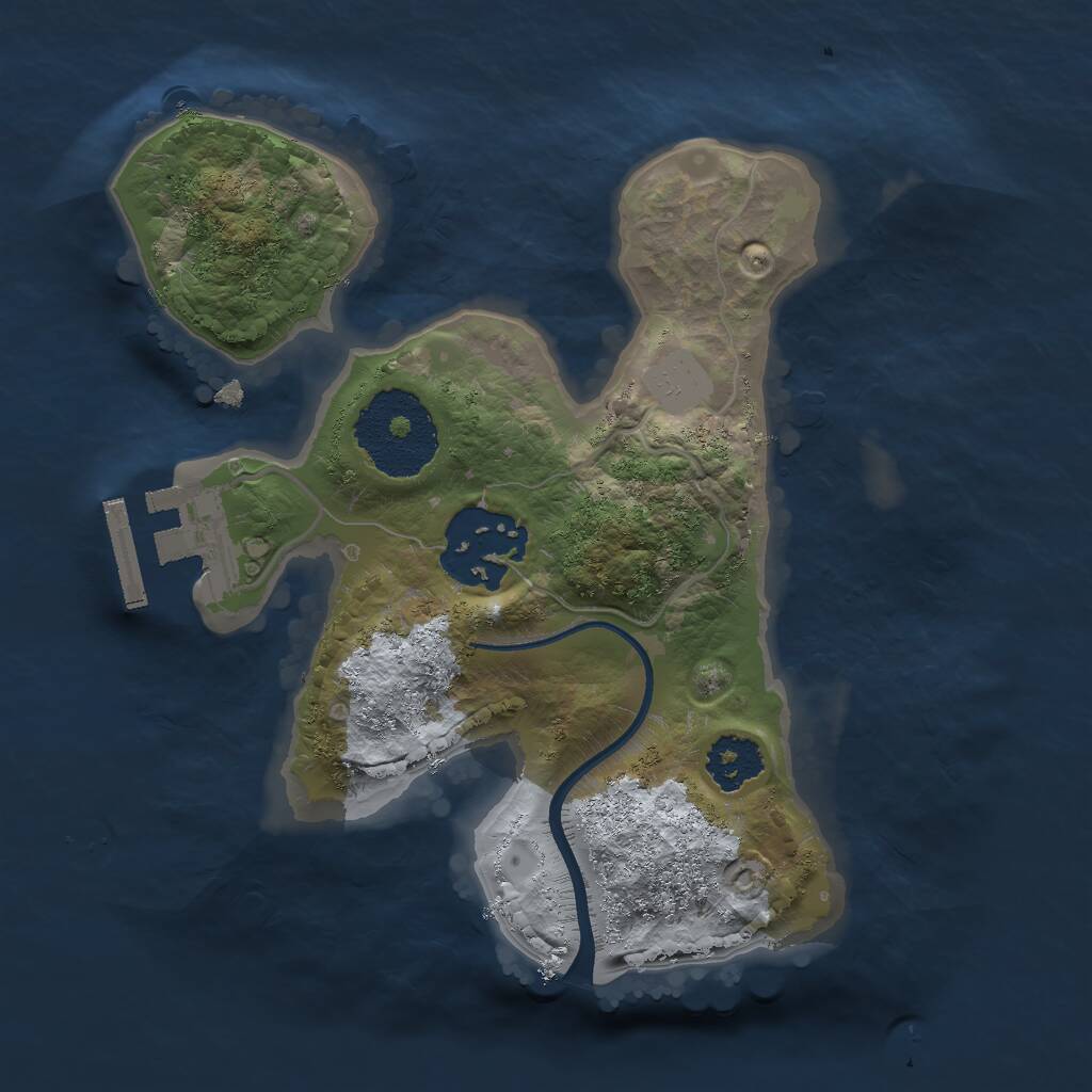 Rust Map: Procedural Map, Size: 2000, Seed: 3800, 3 Monuments