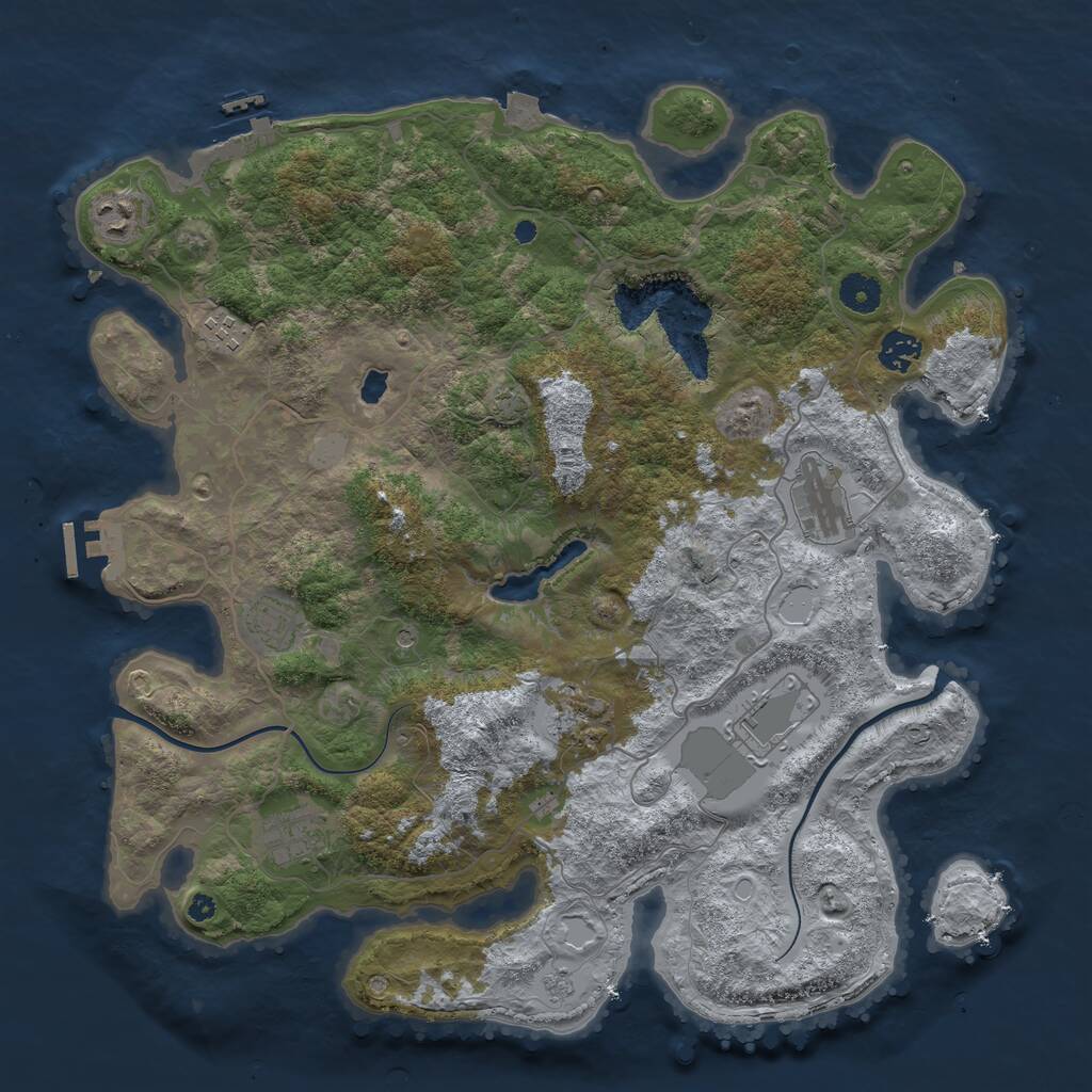 Rust Map: Procedural Map, Size: 4000, Seed: 350054, 14 Monuments