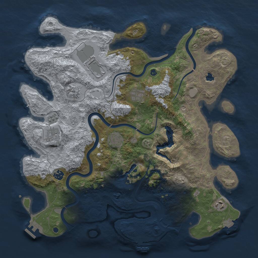 Rust Map: Procedural Map, Size: 4000, Seed: 2055358232, 14 Monuments