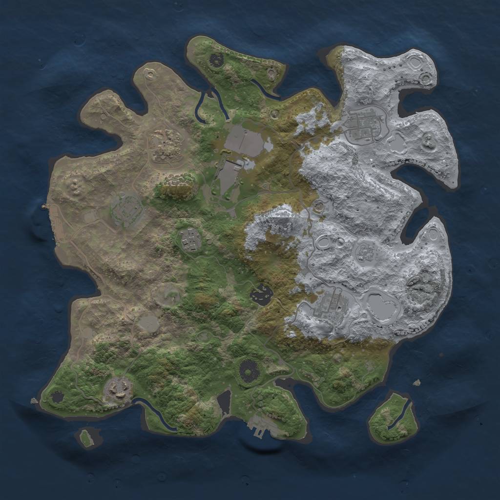 Rust Map: Procedural Map, Size: 3500, Seed: 1603928487, 15 Monuments