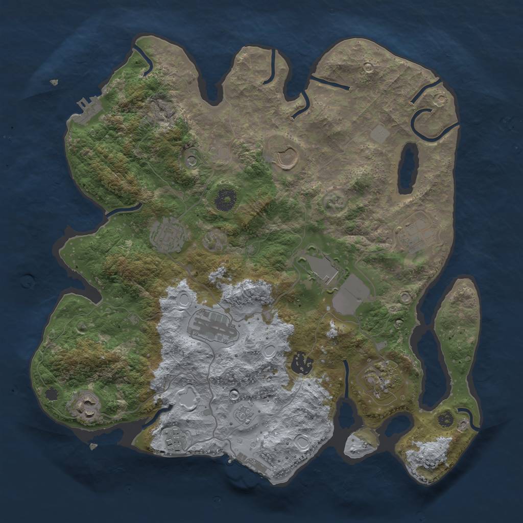 Rust Map: Procedural Map, Size: 3500, Seed: 22406742, 16 Monuments