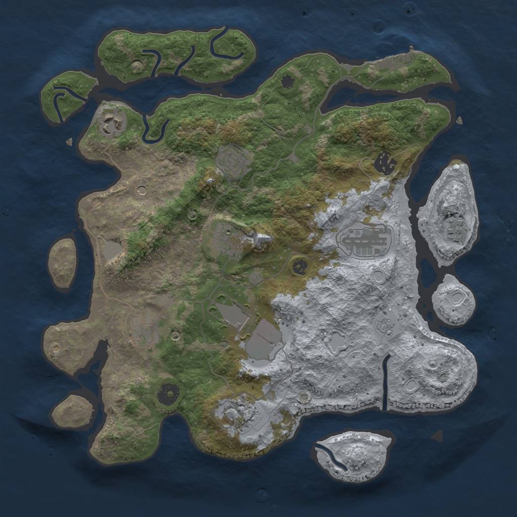 Rust Map: Procedural Map, Size: 3500, Seed: 91369475, 15 Monuments