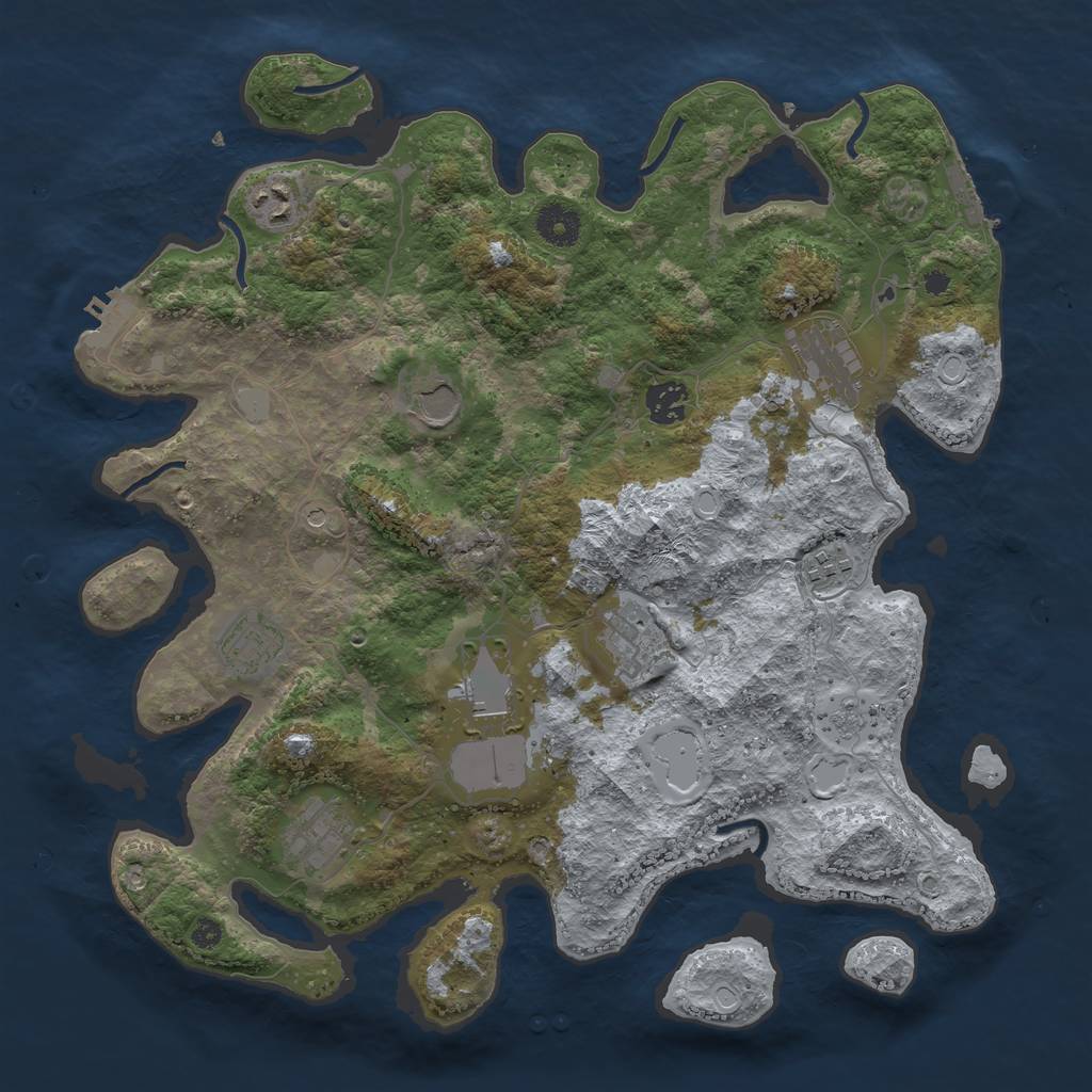 Rust Map: Procedural Map, Size: 3750, Seed: 761213080, 16 Monuments