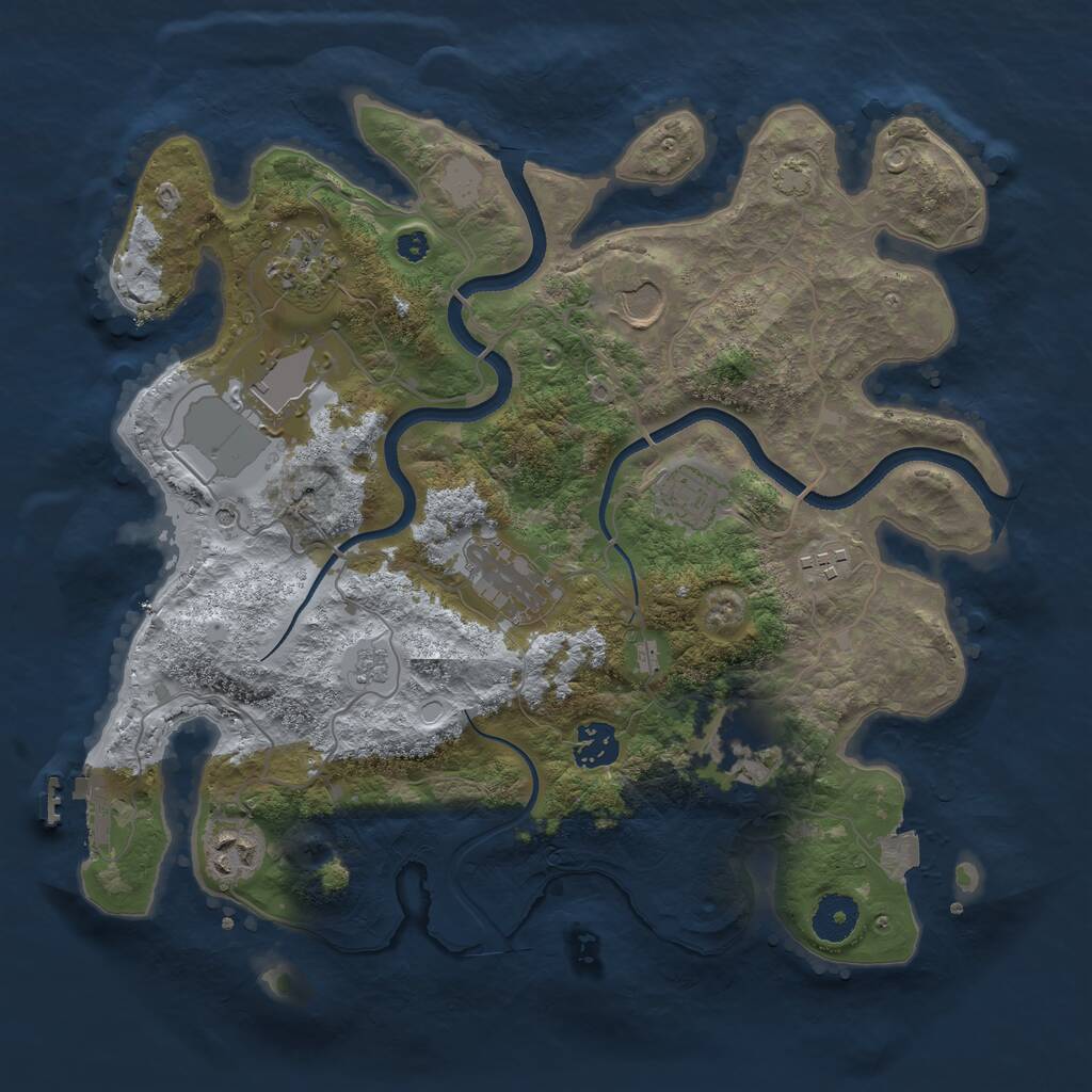 Rust Map: Procedural Map, Size: 3500, Seed: 48371262, 14 Monuments