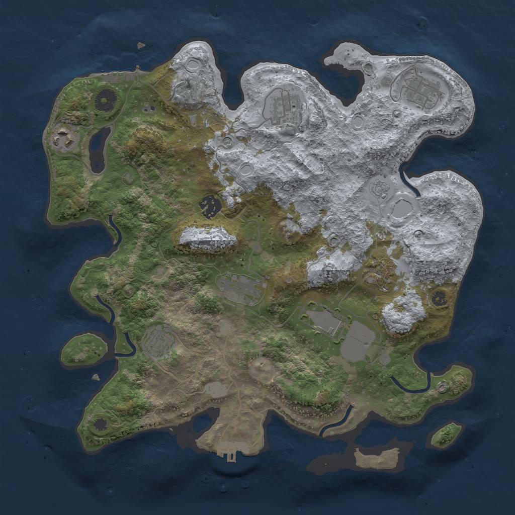Rust Map: Procedural Map, Size: 3500, Seed: 20108377, 15 Monuments
