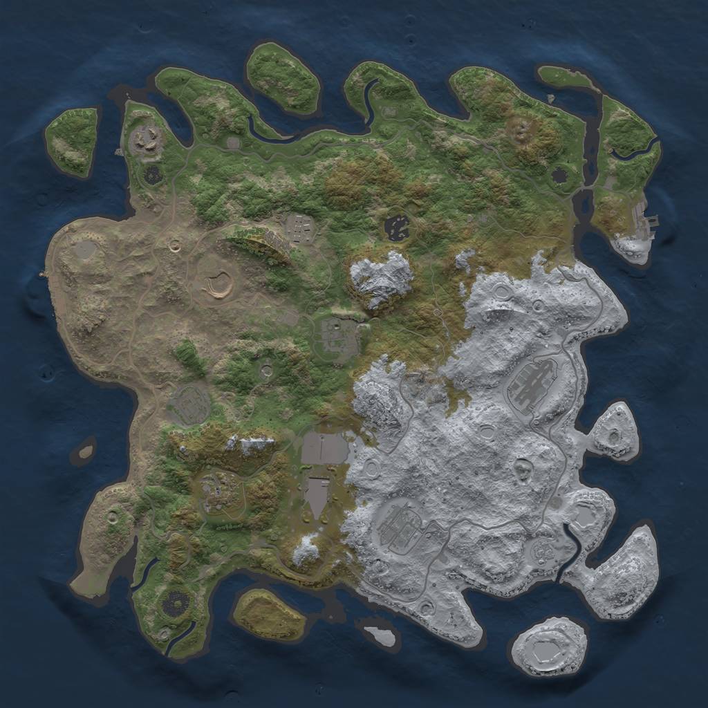 Rust Map: Procedural Map, Size: 4000, Seed: 514898775, 17 Monuments