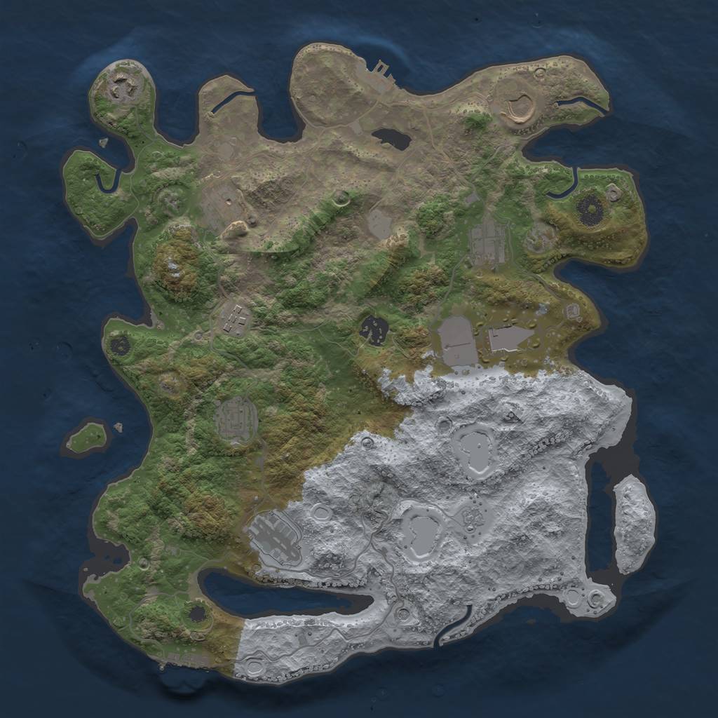 Rust Map: Procedural Map, Size: 3750, Seed: 142962703, 16 Monuments