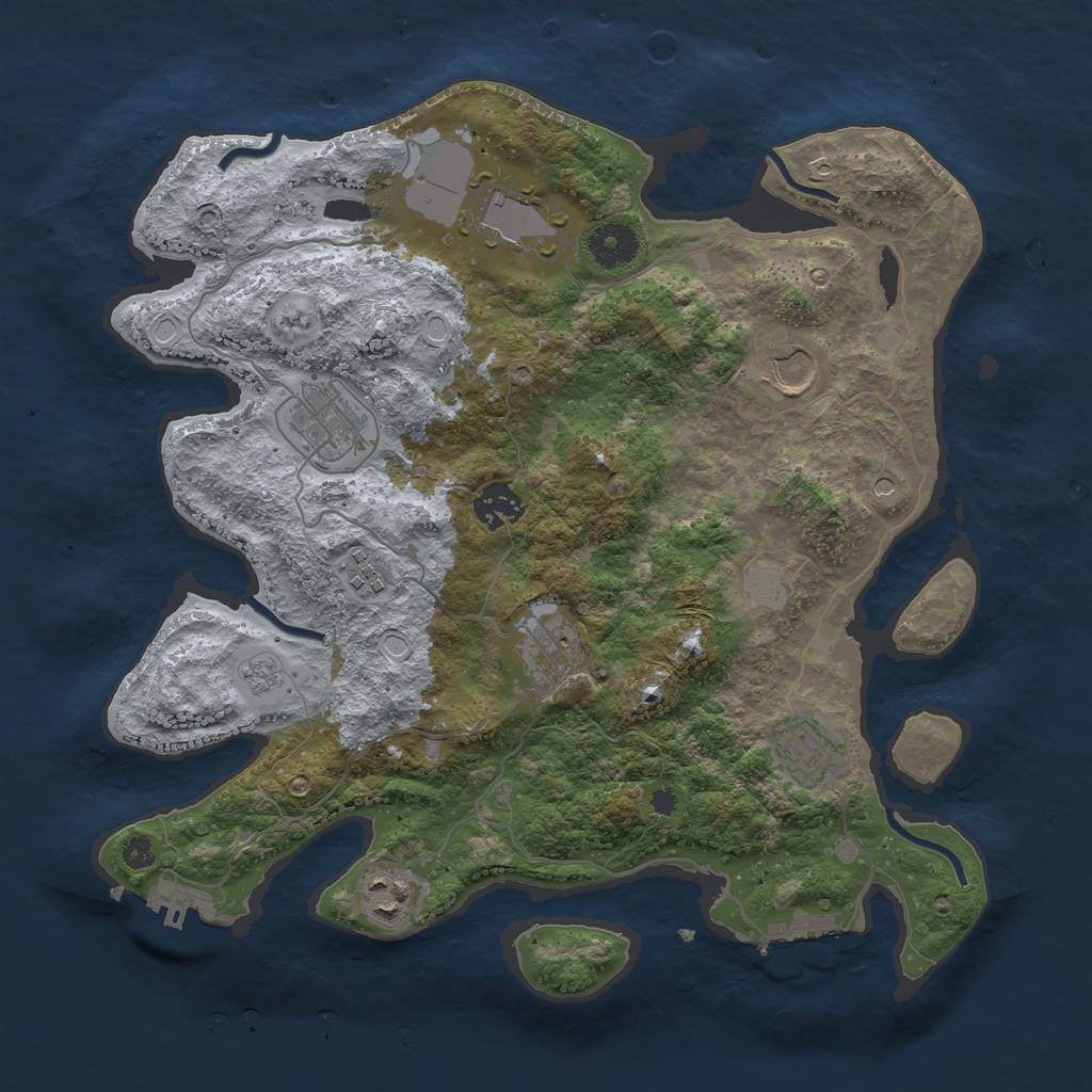 Rust Map: Procedural Map, Size: 3500, Seed: 533531445, 15 Monuments