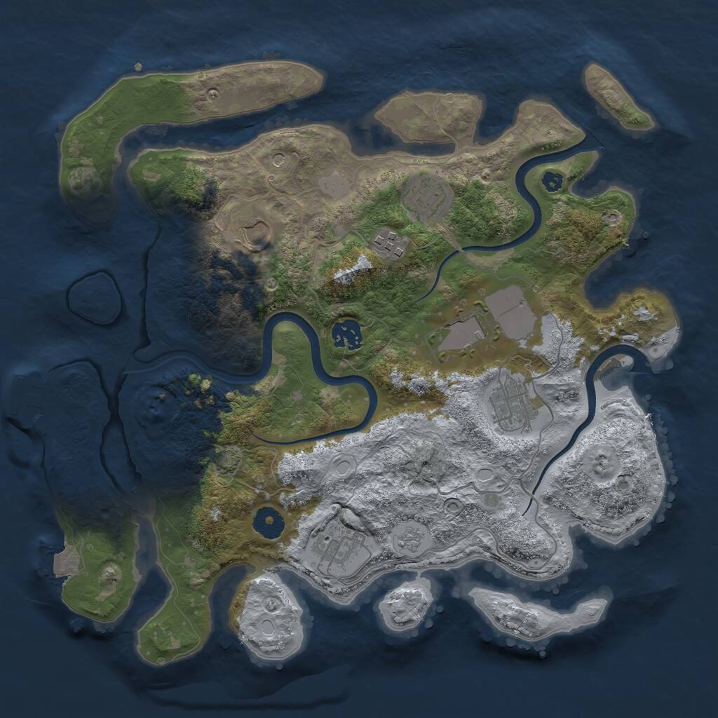 Rust Map: Procedural Map, Size: 3500, Seed: 10101474, 12 Monuments