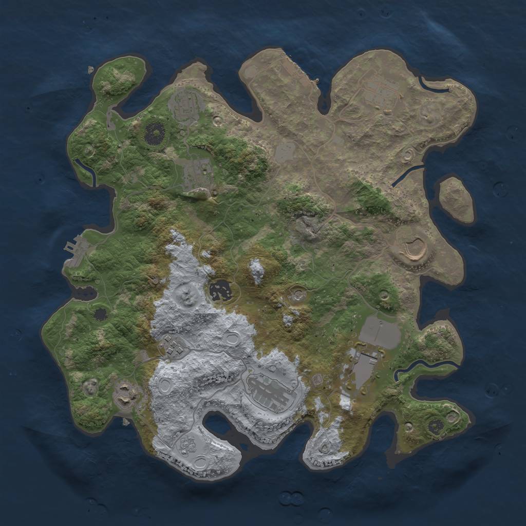 Rust Map: Procedural Map, Size: 3500, Seed: 9421, 16 Monuments