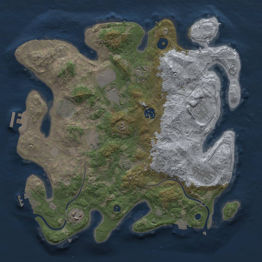 Rust Map: Procedural Map, Size: 3500, Seed: 40407436, 15 Monuments