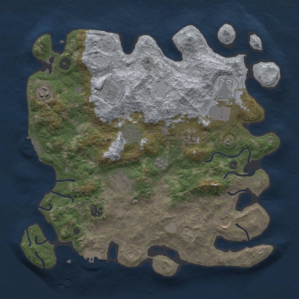 Rust Map: Procedural Map, Size: 3750, Seed: 1395869823, 16 Monuments